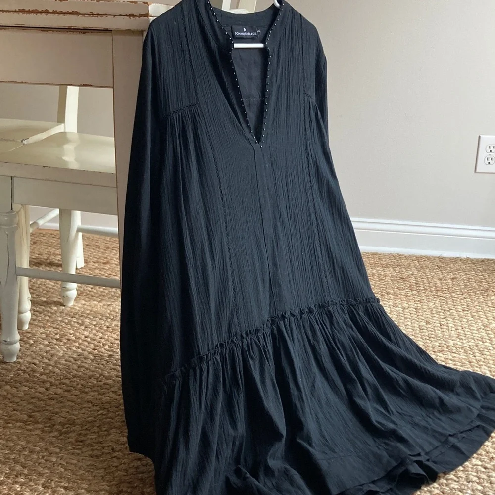 New: Pomander Place V-Neck Ophelia Drop Waist Coverup Dress. Black. Size XXL